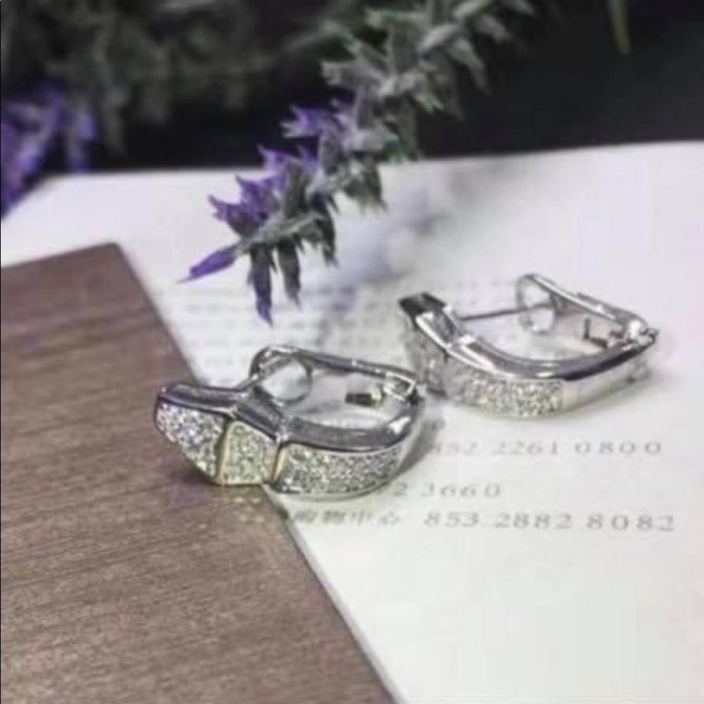 Silver pave serpent earrings